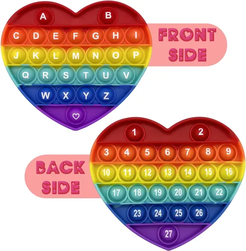 Vista 7 de PETBSNVB Juguete Fidget Pop Bubble de San Valentín en Forma de Corazón Rosa con Letras y Números, Regalo de Navidad Juguete Sensorial con Alfabetos