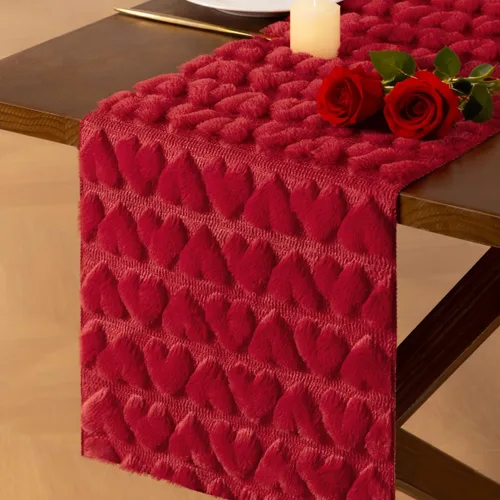 Vista 10 de Socomi Camino de mesa de terciopelo negro para el día de San Valentín, decoración de 20 x 120 pulgadas, tela de 10 pies, camino de boda de Acción