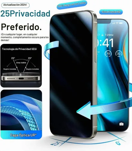 Vista 4 de UltraGlass Vidrio Ultra 9H+ para iPhone 13 Pro Max Protector de Pantalla de Privacidad [No.1 Grado Militar Irrompible y 100% Anti Espía] Vidrio