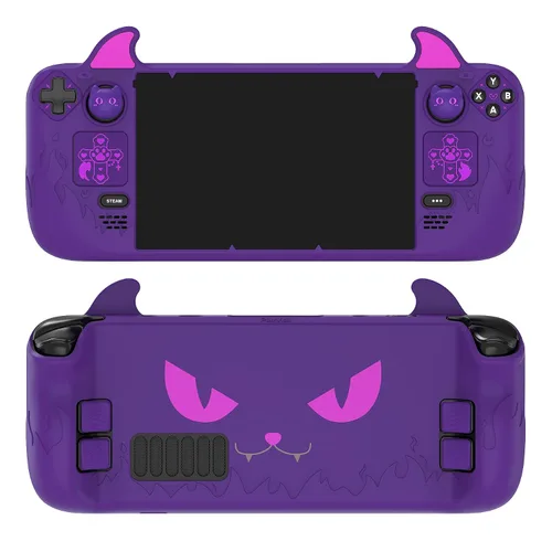 Vista 8 de PlayVital Cute Demon Protective Case for Steam Deck LCD & OLED, Kawaii Anti-Slip Protector for Steam Deck OLED with Thumb Grip Caps & Trackpads