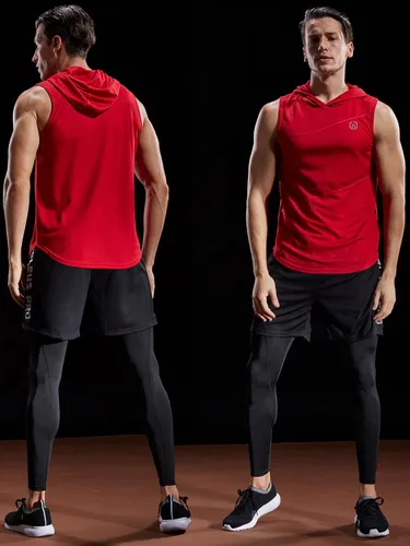 Vista 6 de NELEUS Dry Fit - Camiseta deportiva sin mangas para correr con capucha