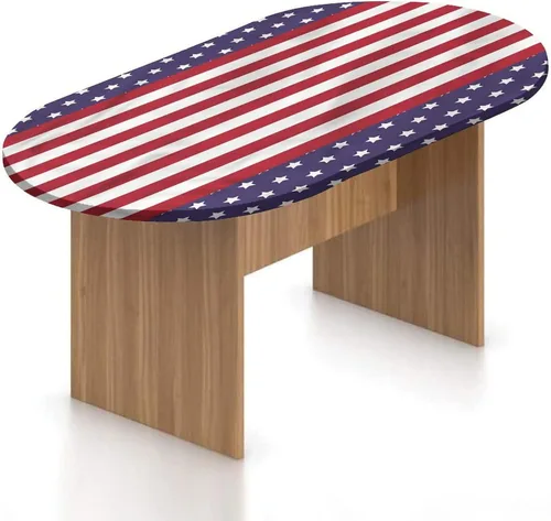 Vista 23 de Mantel ovalado ajustable de poliéster elástico para invierno, diseño de bosque abstracto monocromático, hojas y bosques, se adapta a mesas ovaladas