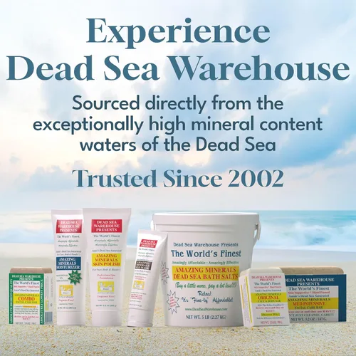 Vista 5 de Dead Sea Warehouse - Exfoliante de sal del Mar Muerto para la piel - Para cara, codos ásperos y rodillas - Piel suave y sedosa, sin fragancia