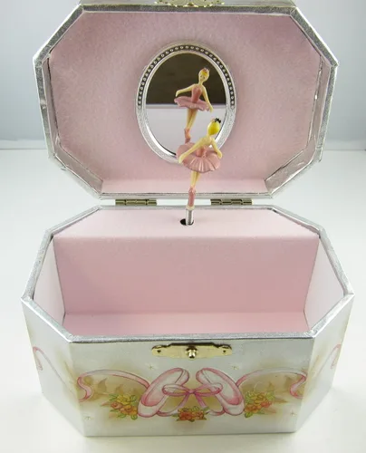 Vista 3 de GTP Caja de música de joyería de bailarina, material de madera (madera)