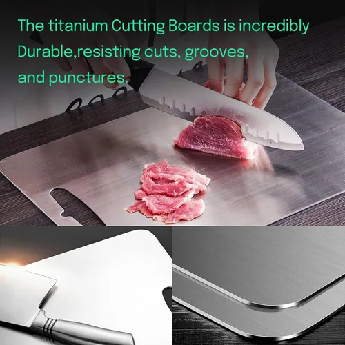 Vista 4 de Tabla de cortar de titanio, 2 tablas de cortar de titanio para cocina Nueva tabla de cortar de titanio de doble cara de grado alimenticio