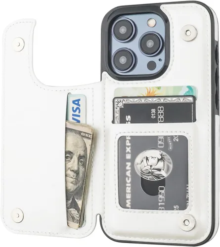 Vista 13 de ONETOP - Funda tipo cartera compatible con iPhone 15 Pro con soporte para tarjetas, funda de piel sintética con soporte y ranuras para tarjetas