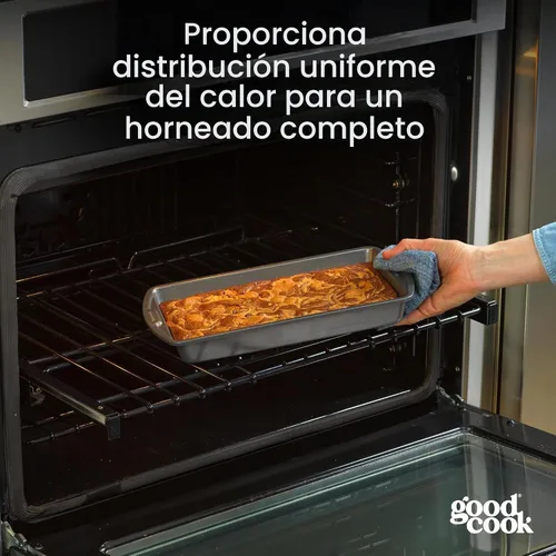 Vista 6 de GoodCook Molde antiadherente de acero para hornear pasteles de 11" x 7", molde antiadherente multiusos para brownies, galletas y pasteles, gris