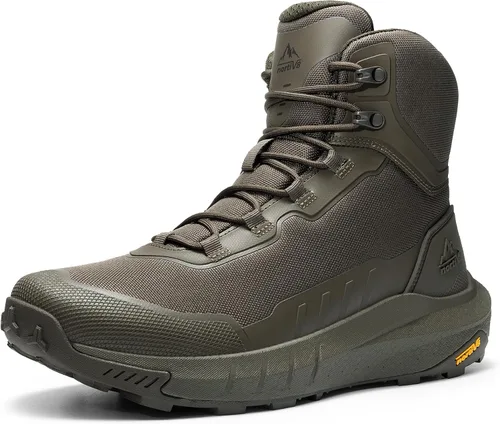 Vista 13 de NORTIV 8 Suela acolchada táctica ligera para hombre, para el trabajo, todo el día, cremallera lateral, motocicleta, combate, militar, bota