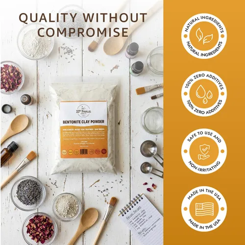 Vista 6 de BENTONITE - Polvo de arcilla (2 libras/32 onzas), 100% grado cosmético natural, malla 325, polvo fino, tratamientos faciales, máscara facial
