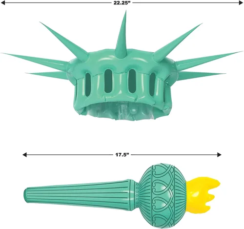 Vista 2 de Beistle Disfraz inflable de corona y antorcha de la estatua de la libertad, 22.25 pulgadas y 17.5 pulgadas, accesorios de fiesta patriótica