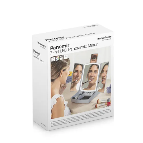 Vista 15 de Espejo LED Plegable con Organizador de Maquillaje 3 en 1 Panomir InnovaGoods