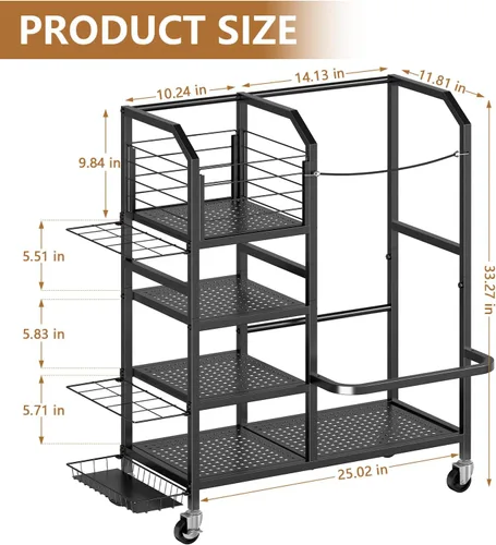 Vista 2 de Golf Bag Storage Organizer for Garage, Single Golf Bag Garage Organizer with Golf Club Rack, Shoe Shelves & Ball Storage, Rolling Golf Storage Rack