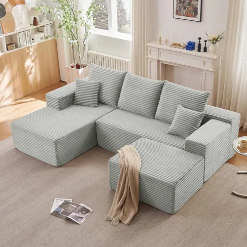 Vista 91 de Lakifun Sofá en Forma de L de 107" con Otomana, Seccional Modular Moderno Sofá Cómodo en Forma de U Nube, Asiento Profundo, Chaise Longue Cama