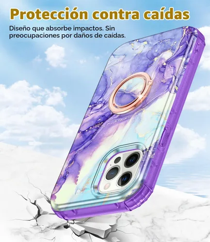 Vista 4 de Btscase Funda para iPhone 12 Pro Max de 6.7 pulgadas, protector de pantalla integrado con soporte de anillo de 360°, cuerpo completo de doble capa