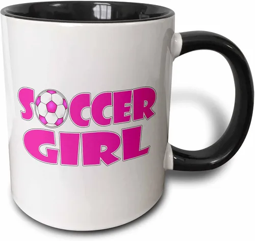 Vista 9 de 3dRose Soccer Girl Pink and White 11oz Two-Tone Blue Mug