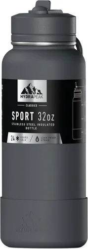 Vista 14 de Hydrapeak Botella de agua deportiva aislada de 32 onzas con tapa con popote, a prueba de fugas y derrames, mantiene las bebidas frías durante 24