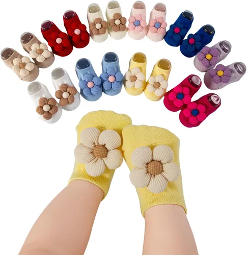 Vista 16 de Calcetines de algodón con agarre antideslizante para bebés, bebés, niñas, regalos para niñas