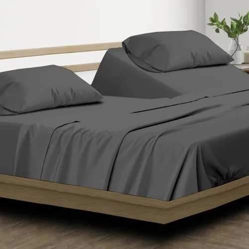 Vista 19 de SKY BEDDINGS Juego de sábanas individuales – Sábanas 100% algodón para cama individual – Juego de sábanas de 600 hilos individual con bolsillo Blanco