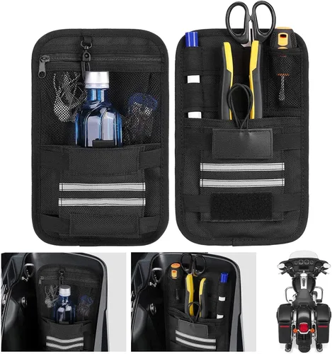 Vista 7 de KEMIMOTO Organizadores de alforjas universales para modelos de moto de turismo, para Street Glide Road Glide Road King, organizadores de bolsas