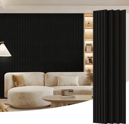 Vista 37 de Paquete de 2 paneles de madera para pared, paneles acústicos de listones de madera de 48 x 24 pulgadas, paneles acústicos para decoración de paredes