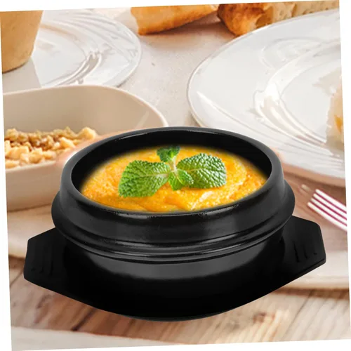 Vista 9 de Olla de sopa de miso coreano con bandeja, ollas de cerámica, utensilios de cocina para el hogar, olla de cocina, olla de sopa delicada, olla