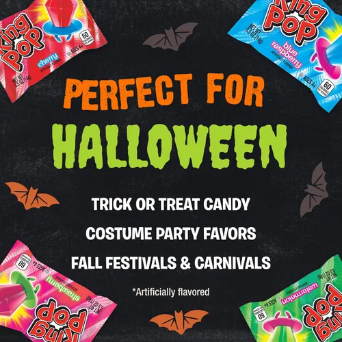 Vista 6 de Ring Pop Paletas de dulces de Halloween, 20 unidades, recuerdos de fiesta Piruletas de Halloween, envueltas individualmente, para cuencos de dulces