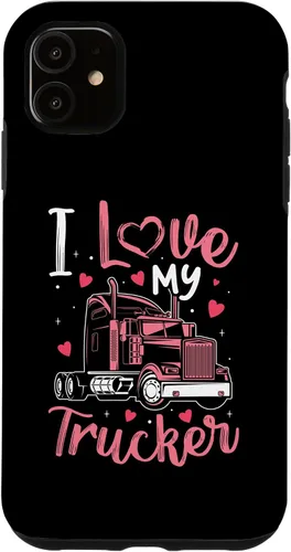 Vista 5 de Funda divertida para iPhone 14 I Love My Trucker para mujer, camionero, esposa, novia