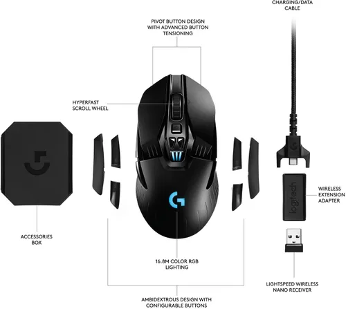 Vista 2 de Logitech Ratón para juegos G903 LIGHTSPEED con compatibilidad de carga inalámbrica POWERPLAY renovado