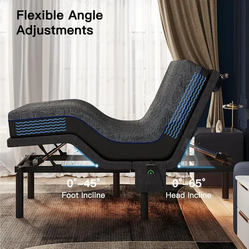 Vista 3 de Pipishell Base de cama ajustable individual XL y colchón de espuma viscoelástica de 14 pulgadas con masaje, base de cama eléctrica con espuma