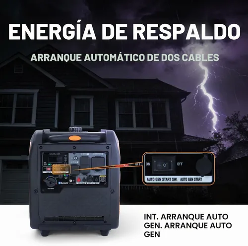 Vista 4 de GENMAX Generador inversor de combustible triple de 8000 W (modelo 2026) Características: arranque y parada automática de 2 cables, control