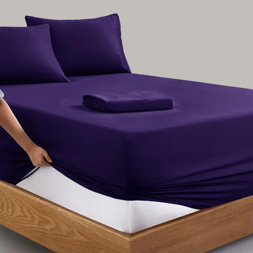 Vista 51 de Manyshofu Juego de sábanas de tamaño individual con bolsillos extra profundos, sábanas y fundas de almohada de 1800 hilos de lujo para hotel, juego
