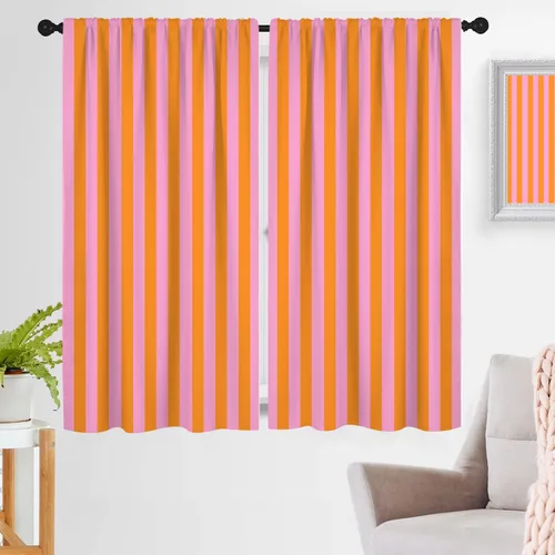 Vista 24 de zokyer Cortinas de ventana a rayas beige crema, modernas rayas verticales de 63 pulgadas de largo, 2 paneles, cortinas bohemias neutras para niños