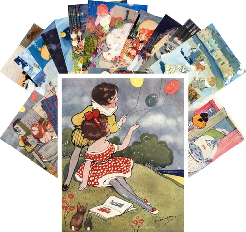 Vista 22 de Postales vintage 24 unids oriental y medieval cuentos caballero princesse Vintage libro ilustración