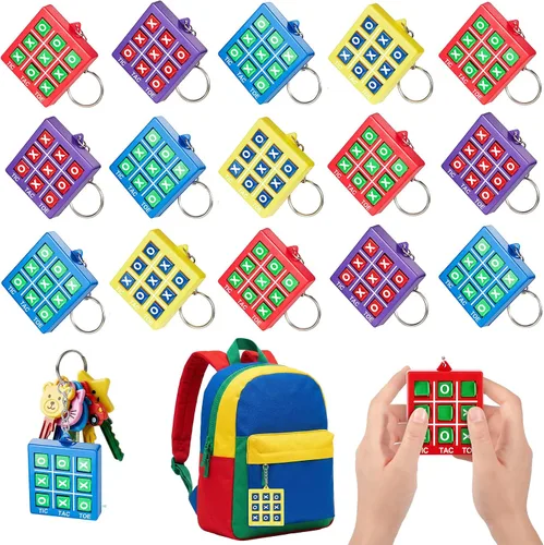 Vista 14 de Hicarer Llavero de juego de 8 piezas de Tic Tac Toe para niños de 4 a 8 a Ret