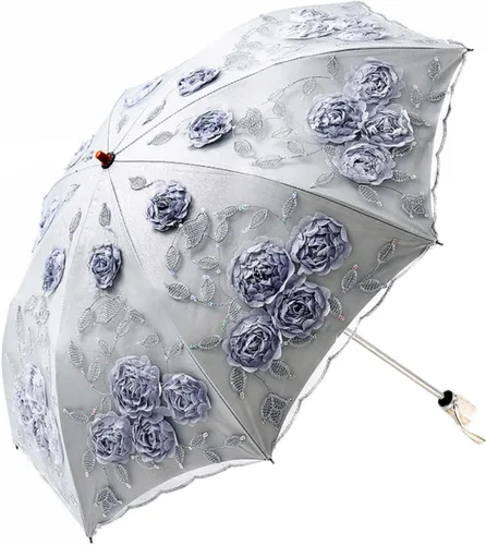 Vista 19 de Honeystore Sombrilla de viaje de encaje plegable anti-uv paraguas bordado a prueba de viento 2 Plegables Negro