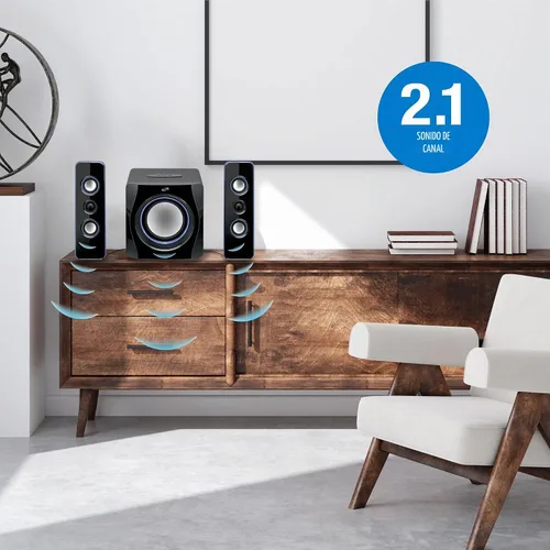 Vista 7 de iLive Electronics Sistema de altavoces Bluetooth con subwoofer integrado, 7.28 x 8.86 x 7.28 pulgadas, negro (iHB23B)