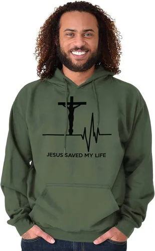 Vista 6 de Christian Strong Jesús salvó mi vida crucifijo sudadera con capucha mujeres hombres