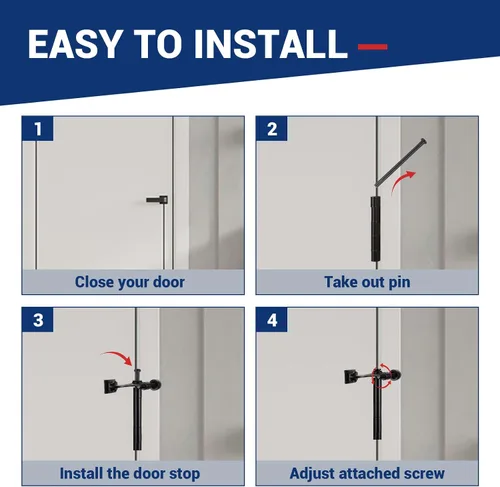 Vista 6 de HOME MASTER HARDWARE - Tope de puerta con pasador de bisagra, paquete de 8, negro, ajustable, de servicio pesado, con puntas amortiguadas de plástico