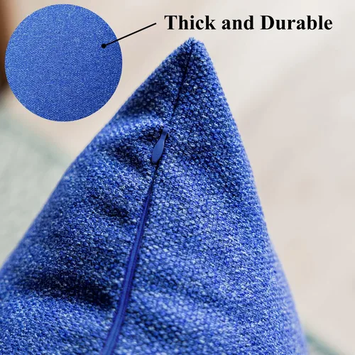 Vista 4 de Home Brilliant Fundas de almohada azules de 16 x 16 pulgadas para sofá, juego de 2 fundas de cojín de lino para cama, sofá, fundas de almohada