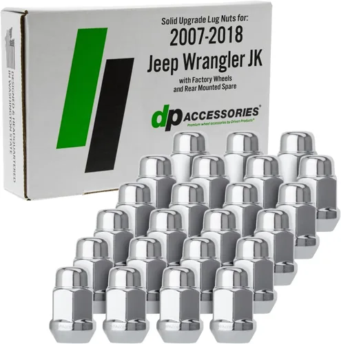 Vista 9 de DPAccessories Tuercas de llanta compatibles con Jeep Wrangler JK 2007-2018 Estilo estriado negro Solo ruedas de aluminio del mercado