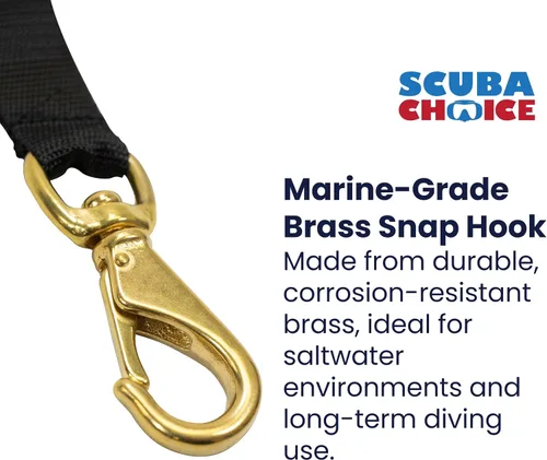 Vista 2 de Scuba Choice Ganchos giratorios con correa de cincha, gancho de latón industrial de grado marino de 3-1/4 pulgadas para banderas, buceo y correas