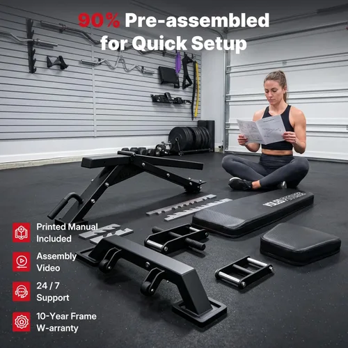 Vista 7 de YOLEO Banco de pesas ajustable comercial de 2315 libras con certificado ASTM, 80% premontado, banco de entrenamiento resistente para gimnasio