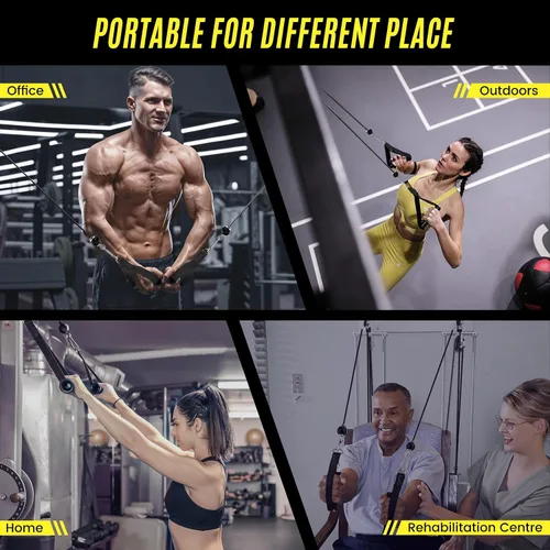 Vista 6 de Concho Sistema de polea de peso, sistema de polea de cable mejorado para gimnasio con cable de peso ajustable y asas desmontables, sistema de polea