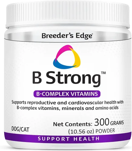 Vista 10 de Breeder's Edge B Polvo fuerte, suplemento vitamínico de complejo B para perros y gatos, apoya la salud reproductiva, promueve los ciclos de calor