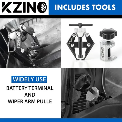 Vista 2 de KZINO - Kit de extracción de terminal de batería y cojinete de brazo resistente, herramienta de extracción de limpiaparabrisas, herramienta