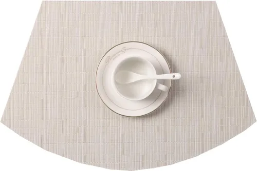 Vista 8 de SHACOS Juego de 5 manteles individuales pequeños en forma de cuña con centro de mesa, resistentes al calor, lavables (5, beige)