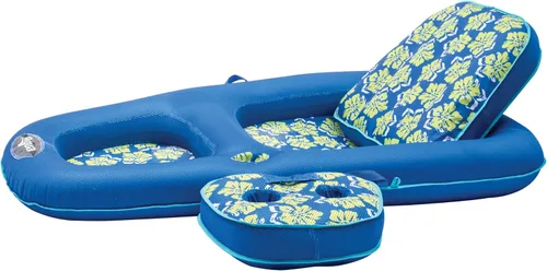 Vista 8 de Aqua Campania Ultimate 2-in-1 Pool Float Lounge – Extra Large – Inflatable Pool Floats for Adults with Adjustable Backrest & Cupholder Caddy