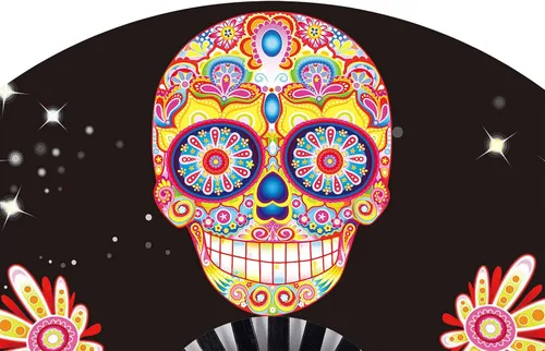 Vista 9 de Abanico grande plegable de mano para baile de línea, abanico de clic para botas en el suelo, para baile, fiesta, decoración, festival (Alien)