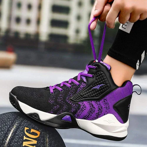 Vista 6 de WELRUNG Tenis unisex de caña alta, ligeros, para correr, trotar, baloncesto, para jóvenes
