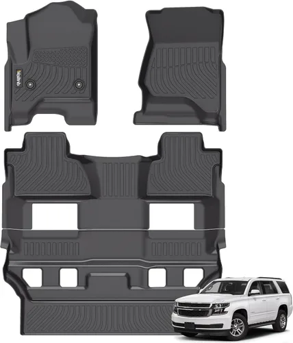 Vista 203 de Tapetes de piso para todo clima y forro de carga con respaldo para Chevrolet Suburban de 7 asientos 2021-2025 / GMC Yukon XL de 7 asientos